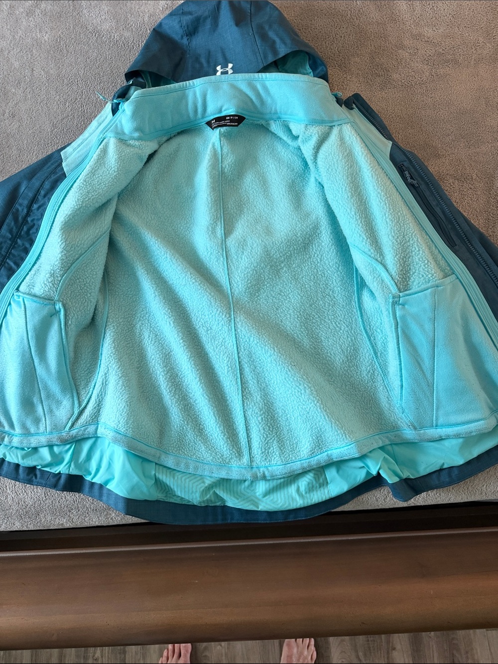 Under Armour Teal Hooded Women's multi weather coat. - Picture 3 of 13